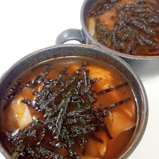 舞茸と白菜の食べるキムチ風味スープ